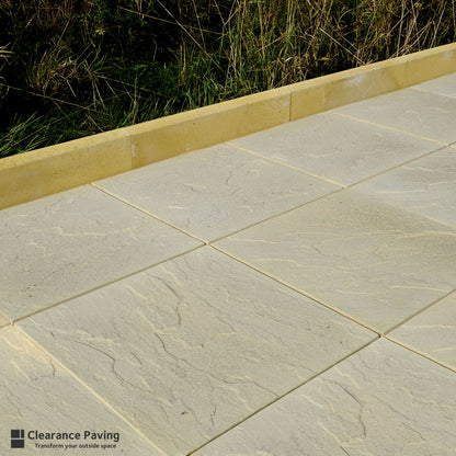 Brett Quorndon patio slabs in buff 450mm square