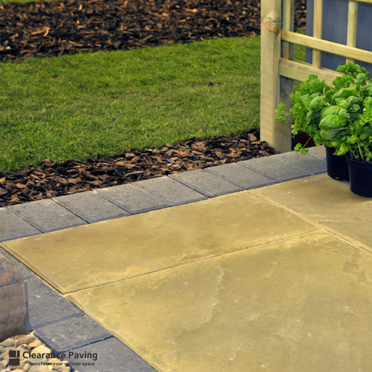 Brett Quorndon buff garden slabs rectangle 600x300mm