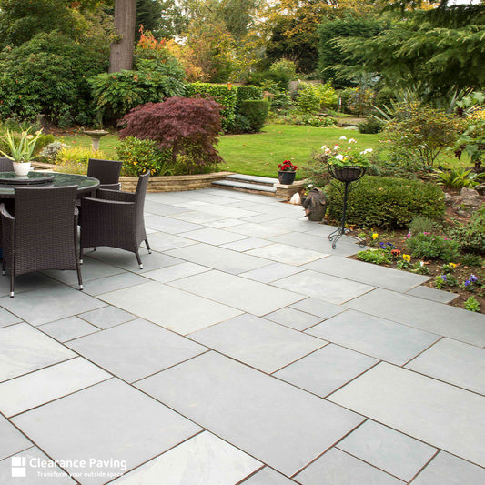 Brett Brazilian Slate patio slabs in Woodland Grey