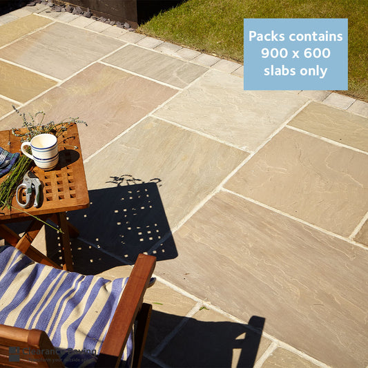 Indian Sandstone garden paving in Forest Glen colour and rectangular shape