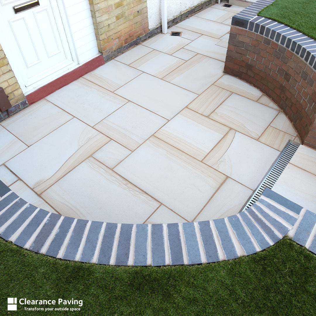 Brett Textured Sandstone garden paving in Moorland Gold